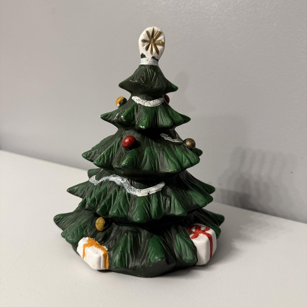 1982‎ Vintage Ceramic Christmas Tree/ Music Box (Jingle Bells) 7" Tall